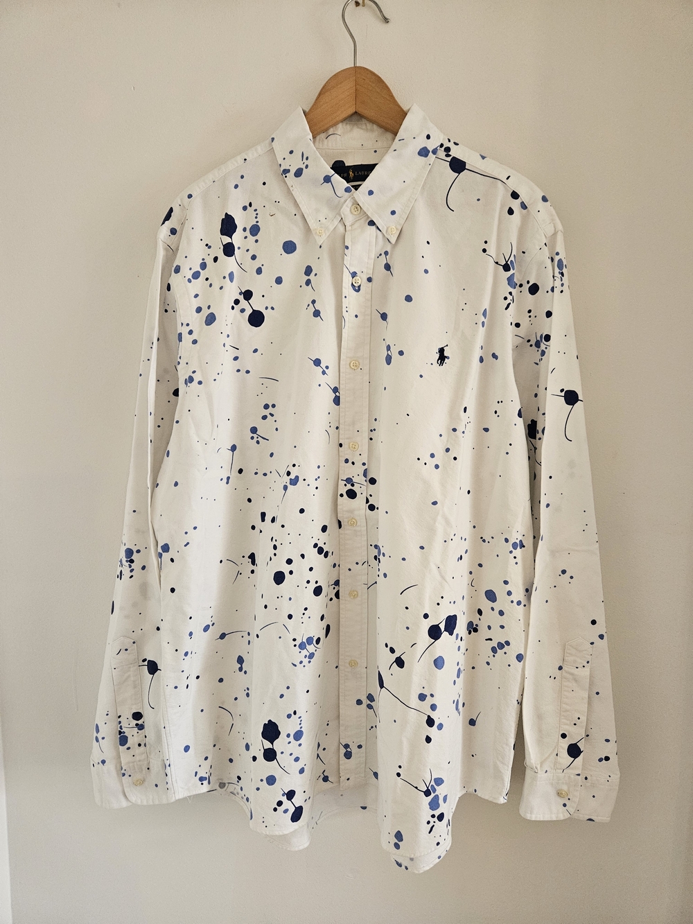 Ralph Lauren Paint Splatter Button Up Shirt Mens 2XL Long Sleeve